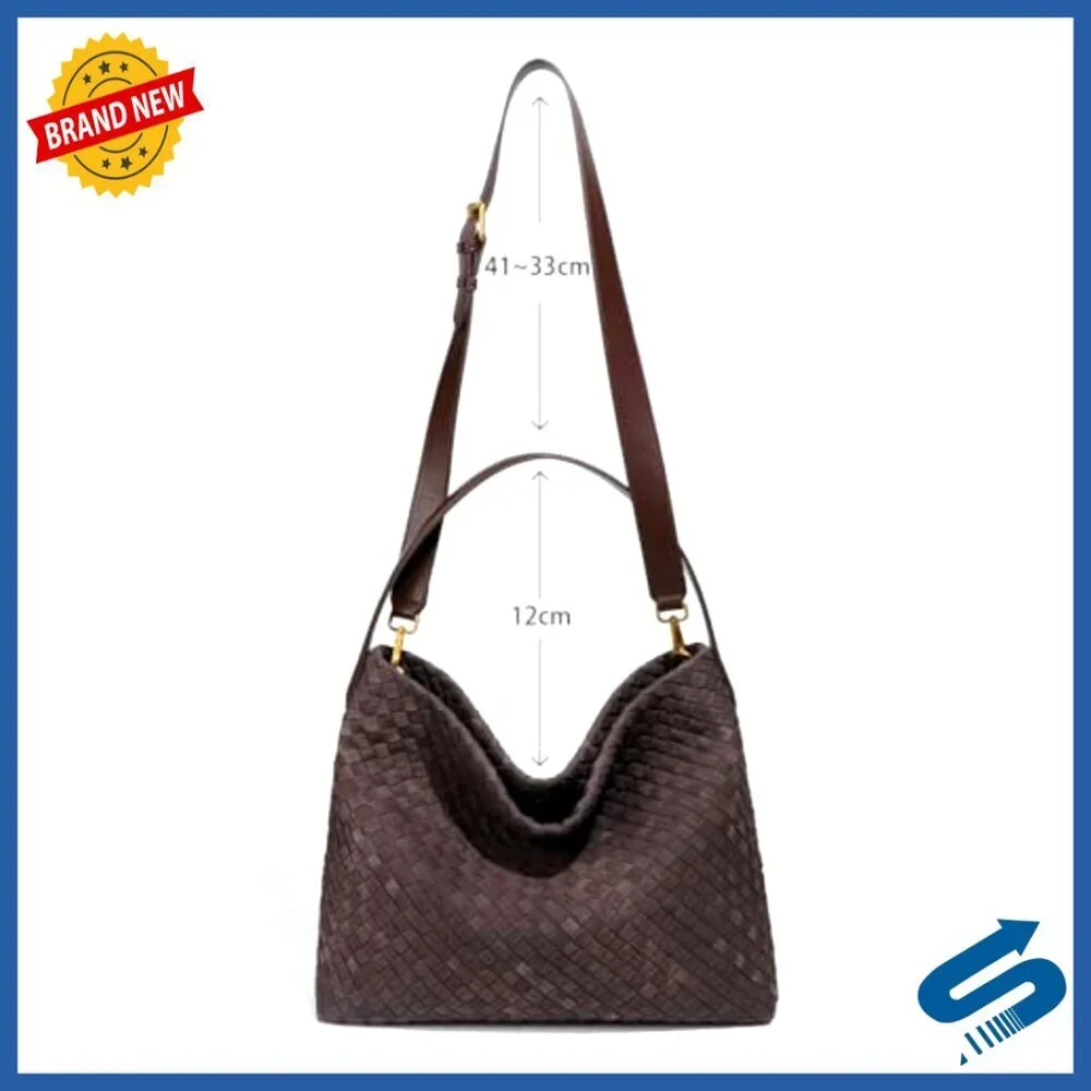 Slouchy Suede Woven Hobo Bag Crossbody Shoulder Tote Purse